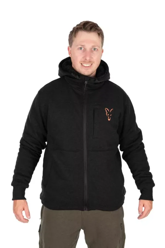 Fox Collection Sherpa Jacket Black & Orange bélelt felső S Legkelendőbb