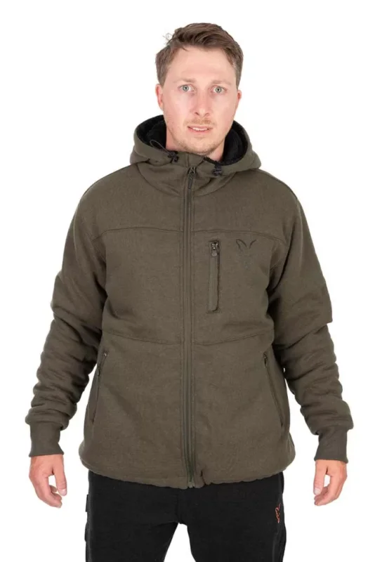 Fox Collection Sherpa Jacket Green & Black bélelt felső L Újdonság