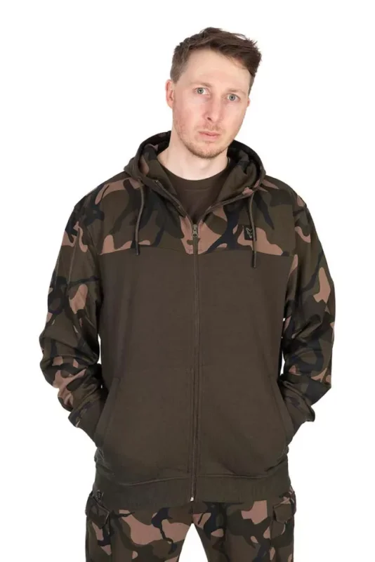 Expressz szállítás Fox LW Khaki / Camo Split Zip Hoody kapucnis felső L