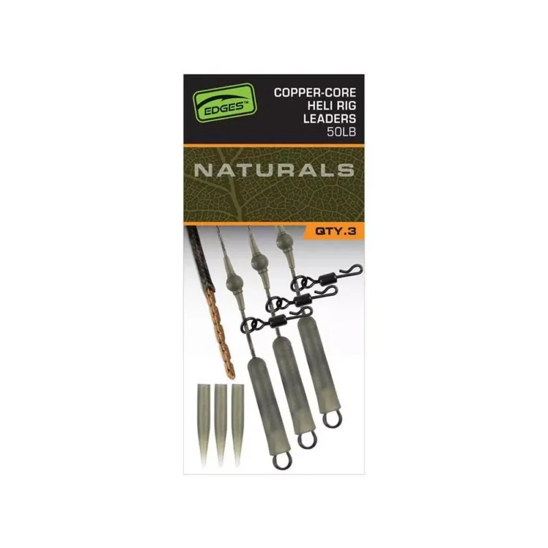 Fox Edges Naturals Copper-Core Heli Rig Leaders 3db Exkluzív ajánlat