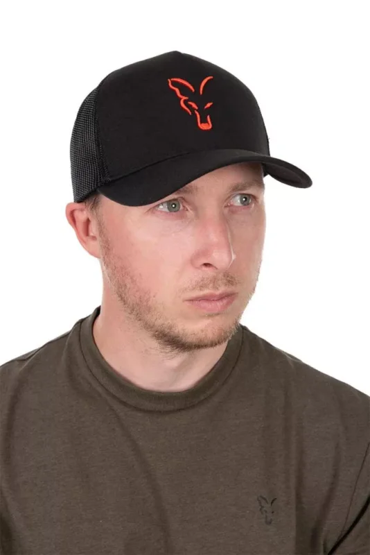 Azonnal elérhető Fox Collection Trucker Cap Black Orange hálós baseball sapka