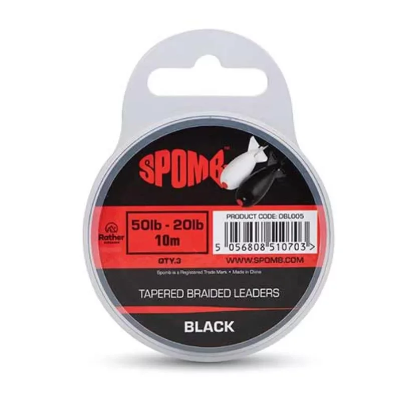 Spomb Tapered Braided Leaders Black felvastagodó fonott dobóelőtét zsinór 50lb-20lb Vedd meg most