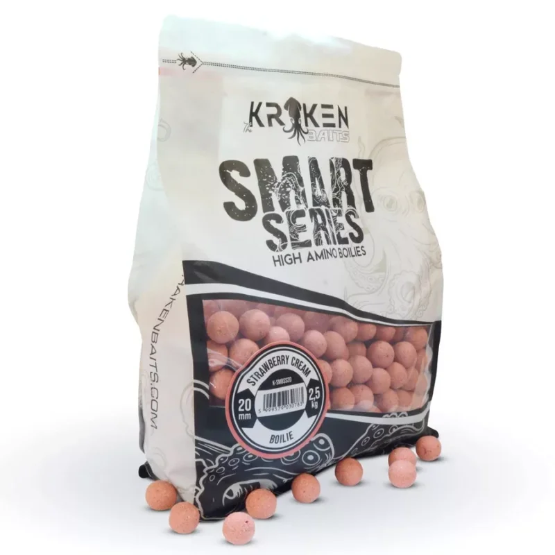 Gyors szállítás Kraken Baits Smart Series Strawberry Cream bojli 2.5kg 24mm
