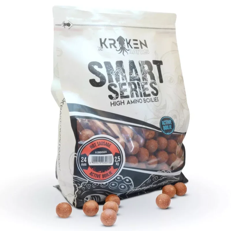 Prémium Kraken Baits Smart Series Hot Sausage ACTIVE bojli 2.5kg 24mm