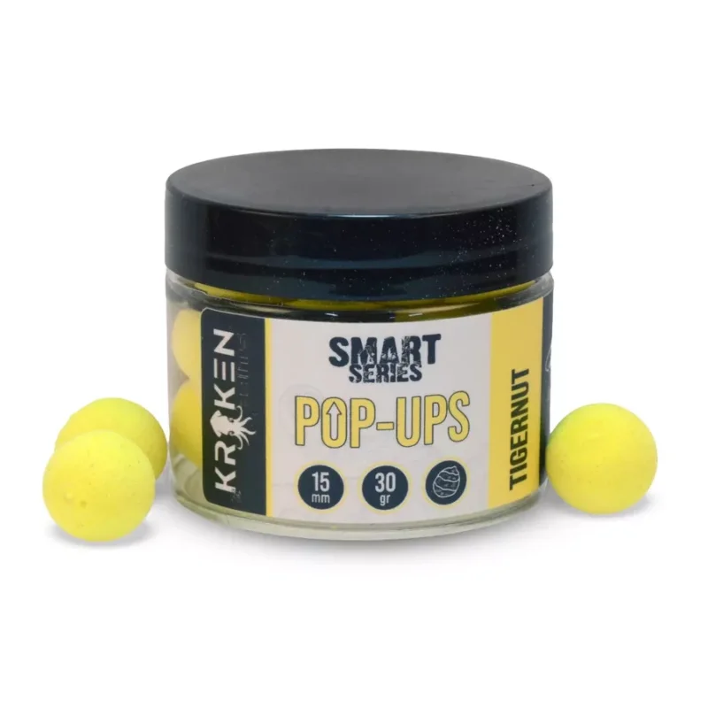 Akció Kraken Baits Smart Series Tigernut Fluo Yellow Pop Ups fluo lebegő bojli 18mm