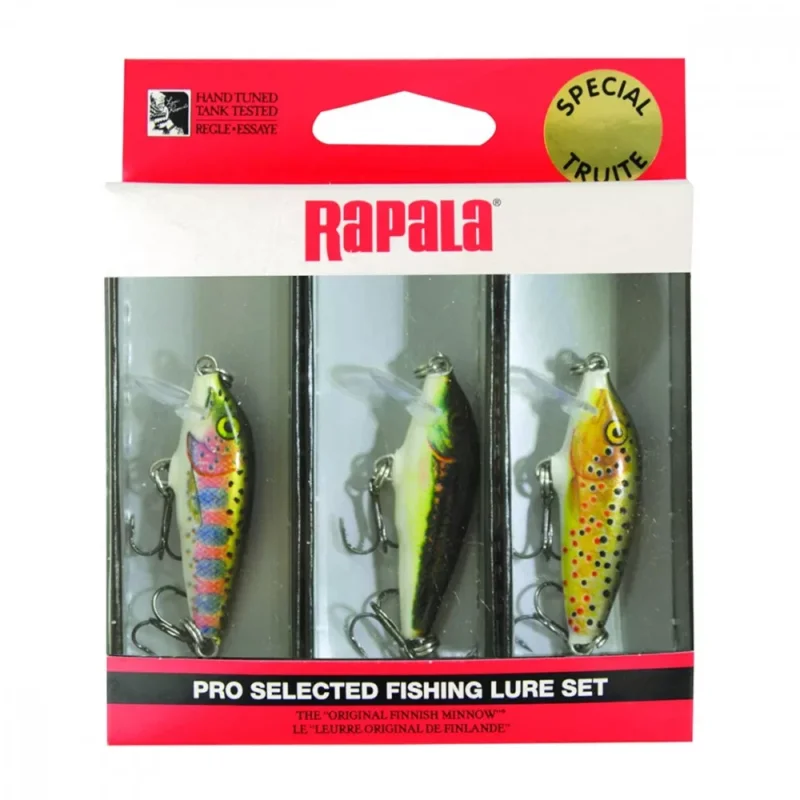 Alacsony ár Rapala CD03 Kit Truite Count Down Rap Set 3cm 3g - 3db-os wobbler szett TR-MN-RT színekben (RA8900006)