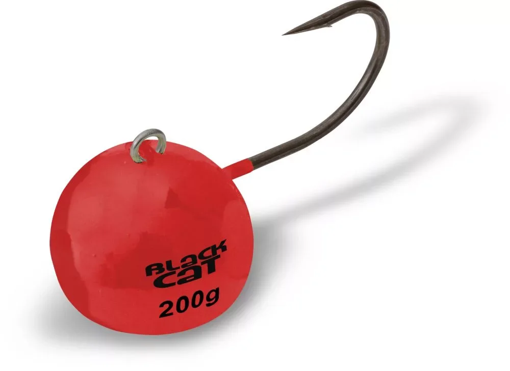 Black Cat Fire-Ball - 80g 6/0 Red - Fluoreszkáló Jig horog és ólom (3119082) Szuper akció