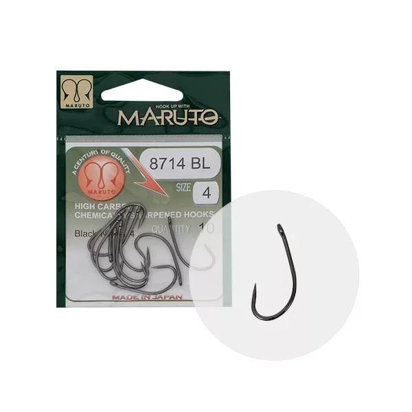Kedvezményes ár MARUTO HOROG 8714BL CARP HOOKS HC T.D.E.5° BARBLESS BLACK NICKEL 12