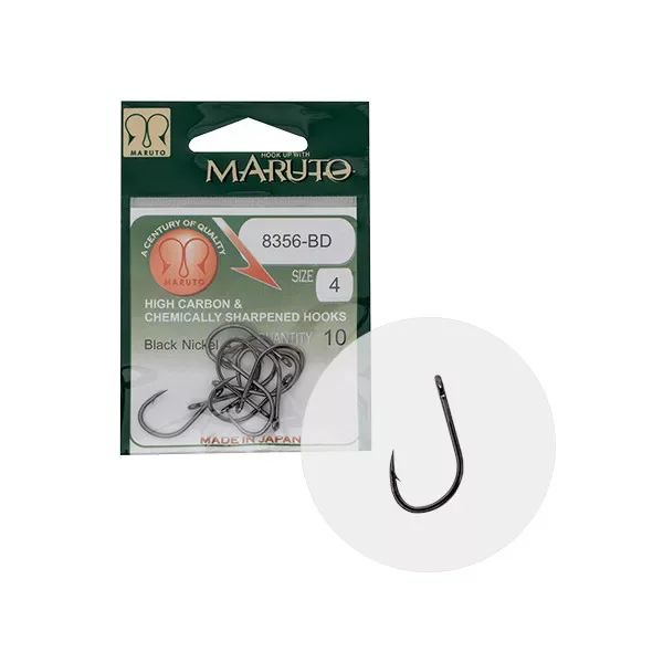 MARUTO HOROG 8356-BD CARP HOOKS BARBED FORGED STRAIGHT EYE HC BLACK NICKEL 8 Szuper akció