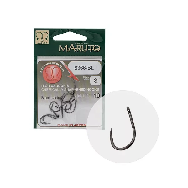 MARUTO HOROG 8366BL CARP HOOKS BARBLESS STRAIGHT EYE FORGED REVERSED RINGED HC BLACK NICKEL 6 Végkiárusítás