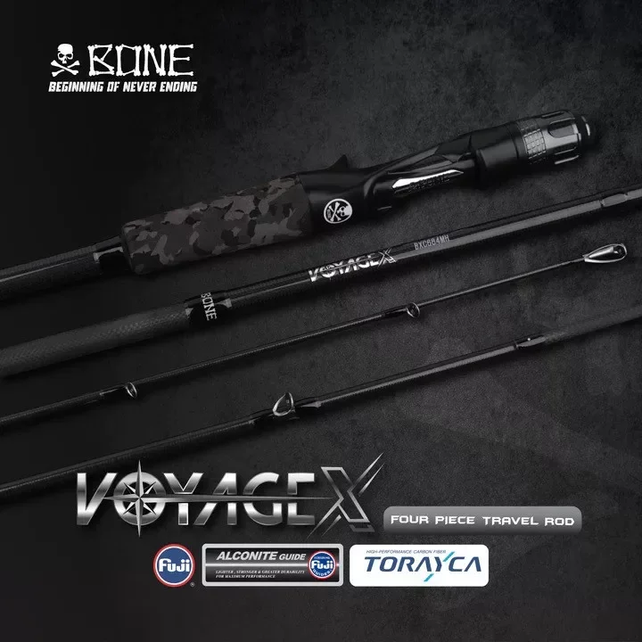 Végkiárusítás BONE Voyage X 7‘3" /4 részes Fast Spinning utazószett PE 1-2 / 10-35 g