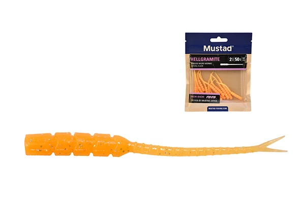 MUSTAD AJI HELLGRAMITE 2 ORANGE LUMINOUS 12DB/CSOMAG Újdonság