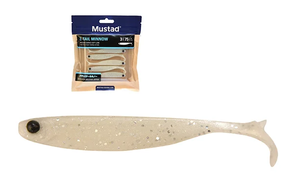Szuper akció MUSTADMEZASHI Z-TAIL MINNOW 3"PEARL WHITE 6DB/CSOMAG