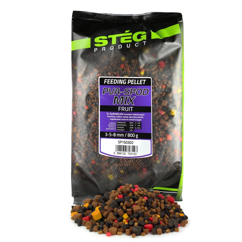 STÉG PVA-SPOD MIX 3-5-8MM 800G FRUIT Újdonság