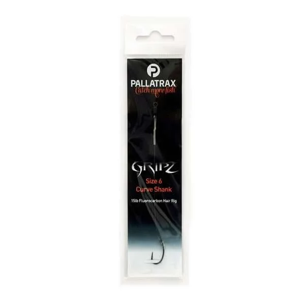 PALLATRAX GRIPZ CURVE SHANK HAIR RIGS SIZE 8 12LB FLUORO Vedd meg most