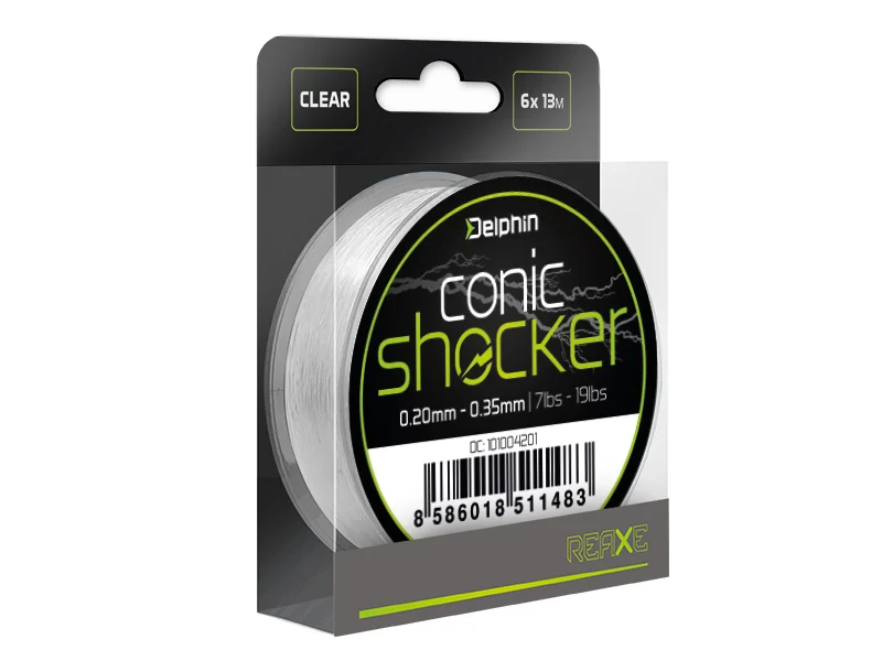 KÓNUSZOS DOBÓ ELŐKE DELPHIN CONIC SHOCKER REAXE / 6X13M 0.22MM-0.40MM Újdonság