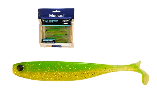 MUSTADMEZASHI Z-TAIL MINNOW 3.5"CHARTREUSE 6DB/CSOMAG Akció