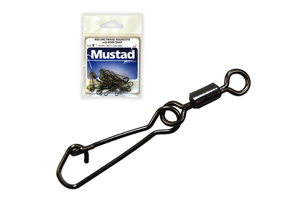 Legnépszerűbb MUSTAD ROLLING SWIVEL ROUND EYE W/HOOK SNAP 4 BLACK NICKEL 10DB/CSOMAG