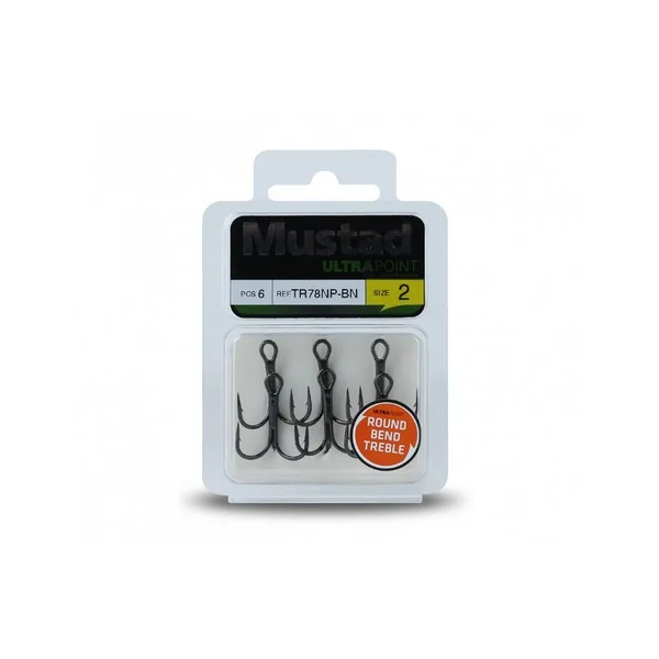 Bestseller MUSTAD NP ROUND BEND TREBLE HOOK BARBLESS 6 6DB/CSOMAG