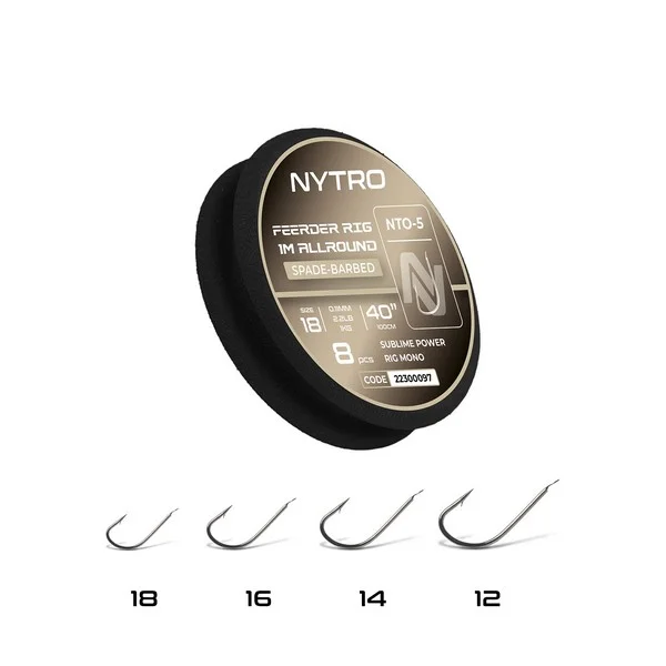 NYTRO NTO5 FEEDER ALLROUND ELŐKÖTÖTT SZAKÁLLAS ELŐKE 100 CM 16/0,13MM Biztonságos fizetés