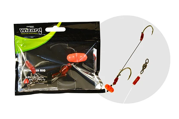 Biztonságos fizetés WIZARD MONSTER SURFACE LIVEBAIT DOUBLE MONOBRAID RIG 9/0+11/0 ROUND