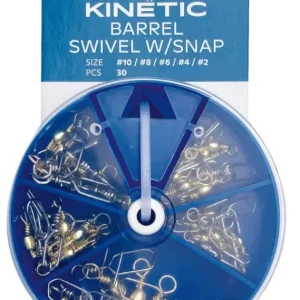 Végkiárusítás KINETIC Barrel Swivel w/Snap Assortment Forgókapocs szett