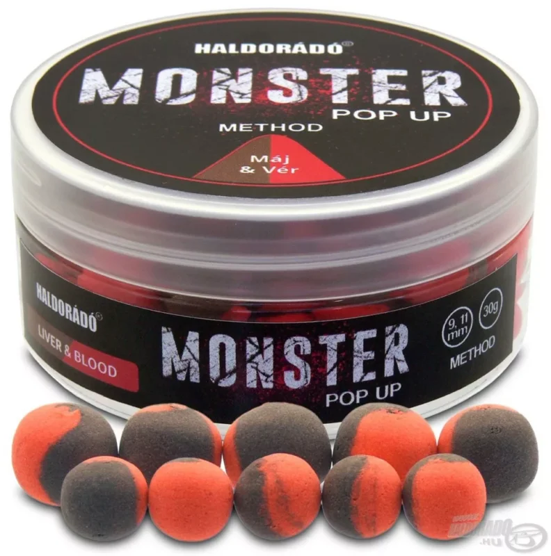 Prémium Haldorádó MONSTER Pop Up Method 9, 11 mm - Máj & Vér