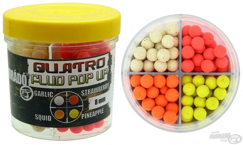 Haldorádó Quatro Fluo Pop Up Boilies 8 mm / 4 íz egy dobozban Korlátozott ajánlat