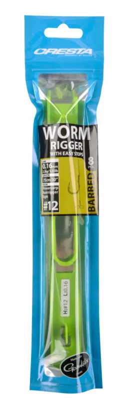 Biztonságos fizetés Cresta Worm Riggers + Stop 10 - 0,18mm Barbed előkötött horog