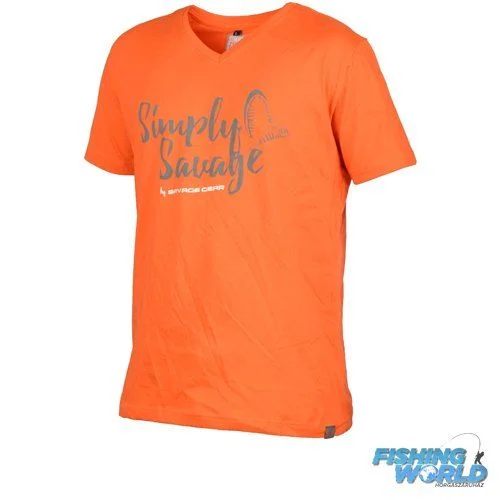 Olcsóbb Savage Gear Simply Savage V-nyakú Póló – Narancs
