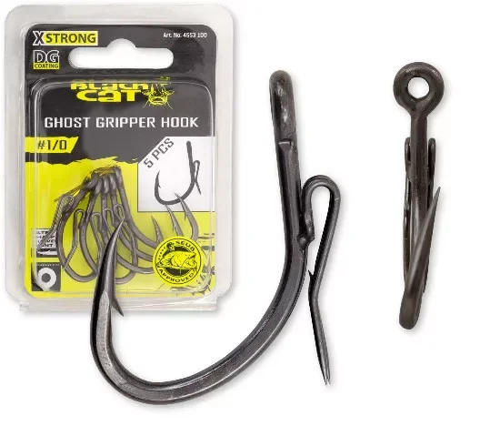Biztonságos fizetés Black Cat Gripper Ghost Horog DG DG coating Egyágú Horg 5db/cs 2/0