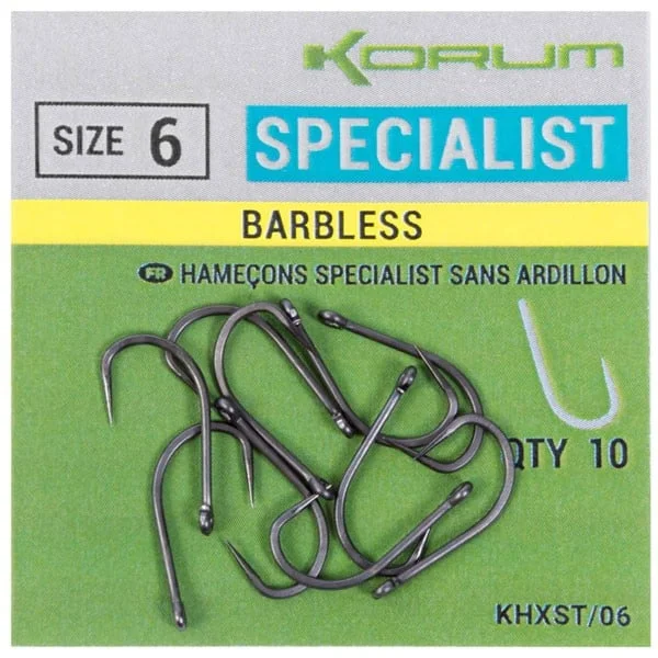 Legkelendőbb Korum Xpert Specialist Barbless Hooks (KHXST)