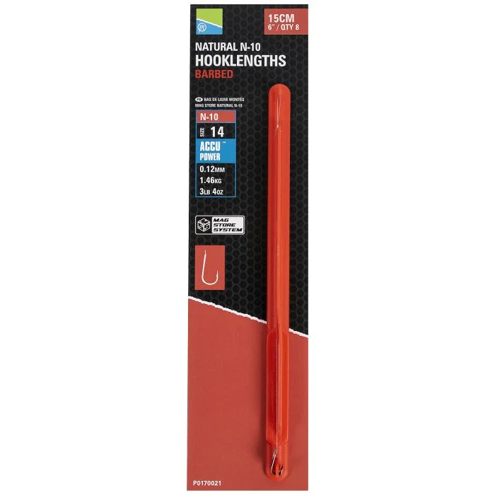 Exkluzív ajánlat Preston Natural N-10 MSS Hooklengths Barbed 15CM (P0170021-24)
