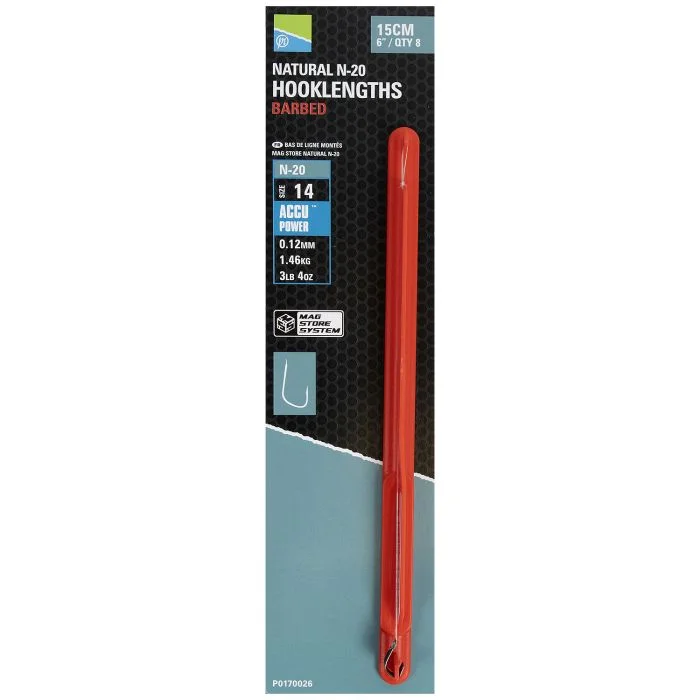 Preston Natural N-20 MSS Hooklengths Barbed 15CM (P0170025-28) Biztonságos fizetés
