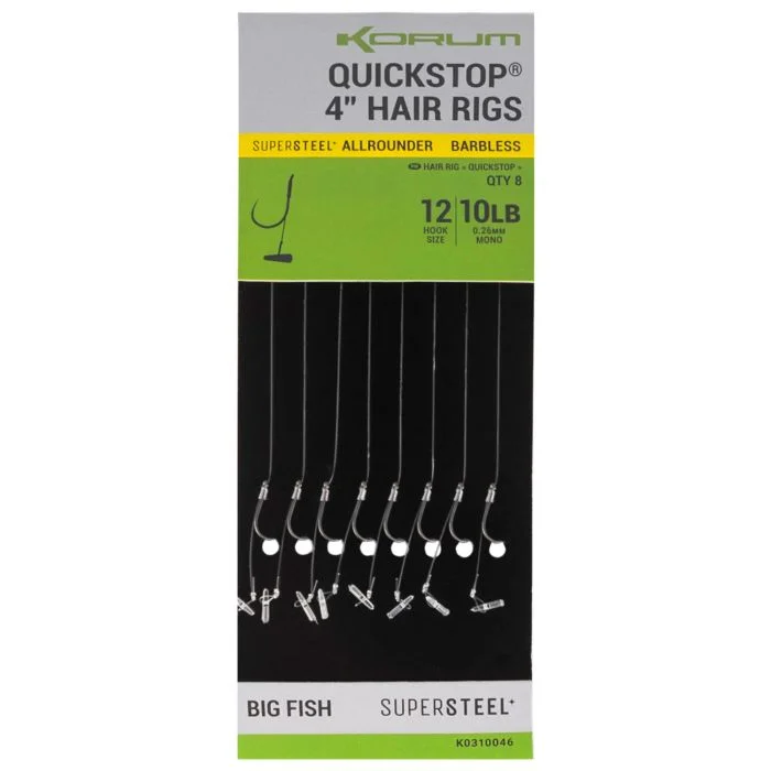 Kihagyhatatlan ajánlat Korum Big Fish Quickstop Hair Rigs Barbless 10CM (K0310044-47)