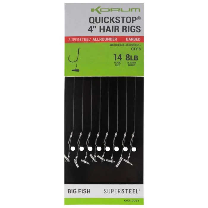 Kedvezmény Korum Big Fish Quickstop Hair Rigs Barbed 10CM (K0310048-51)