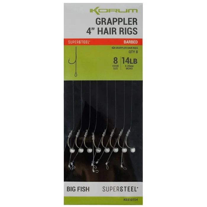 Kiárusítás Korum Grappler Hair Rigs Barbed 10CM (K0310154-57)