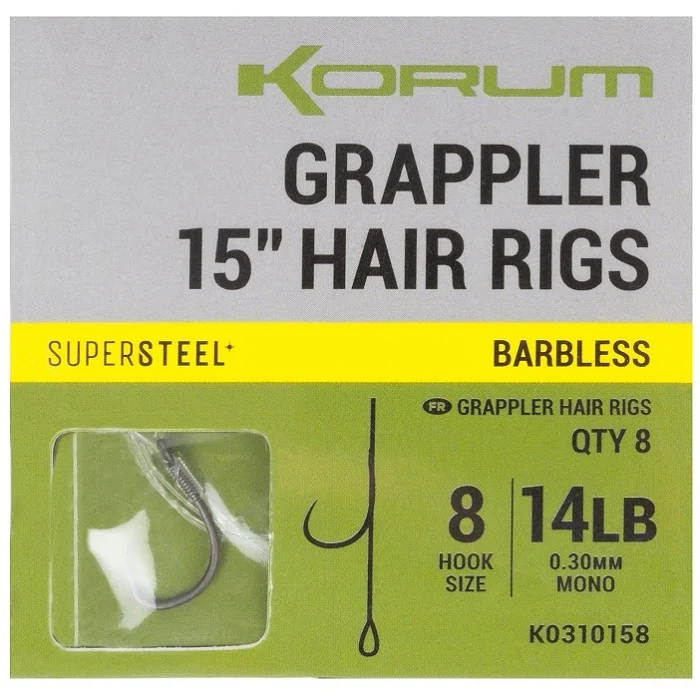 Korum Grappler Hair Rigs Barbless 38CM (K0310158-61) Csak ma