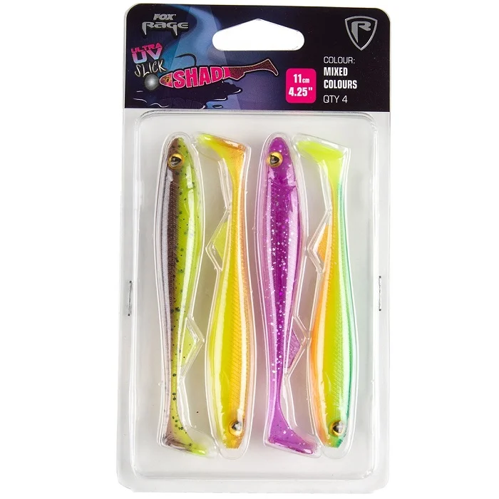 Fox Rage Slick Shad UV Mixed Color Pack (NMC034-037) Biztonságos fizetés