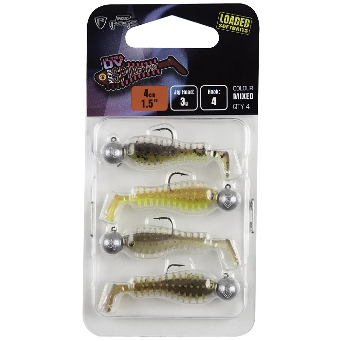 Vedd meg online Fox Rage Micro Spikey Fry Loaded UV Mixed Colour Pack 4CM/3G (NMC041-058)