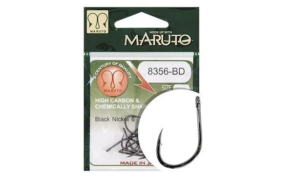 Kedvezményes ár MARUTO HOROG 8356-BD CARP HOOKS BARBED FORGED STRAIGHT EYE HC BLACK NICKEL 10