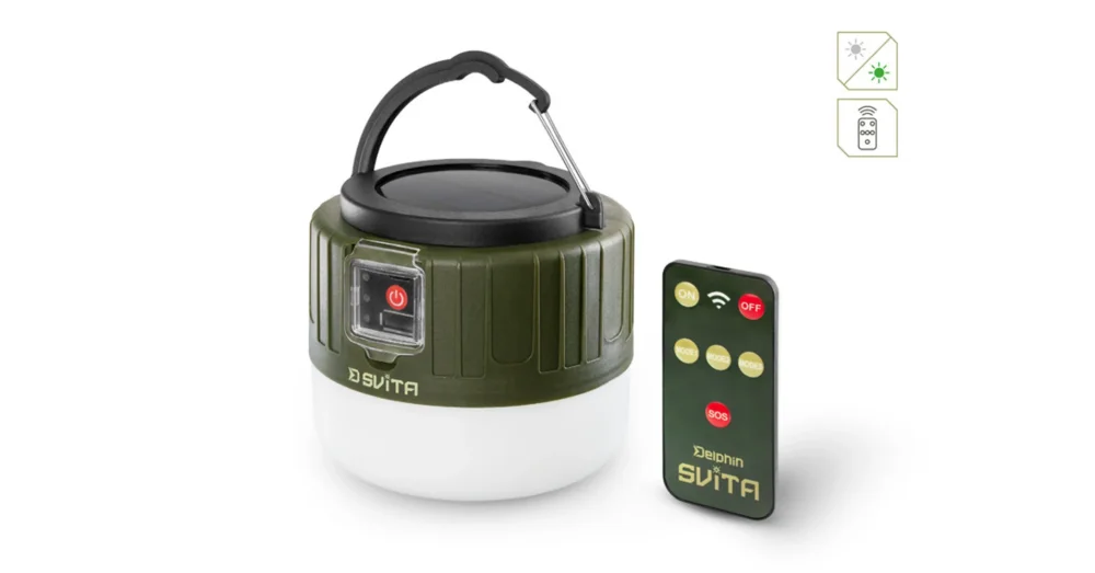 Azonnal elérhető DELPHIN SVITA kemping lámpa távirányítóval 4W/180lm/3600mAh