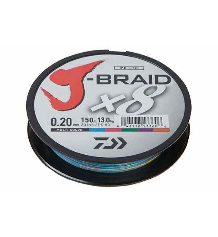 Expressz szállítás Daiwa - J-Braid X8 Multi Color 150m - Fonott Zsinór