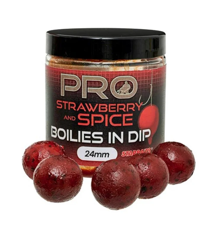 Starbaits - Boilies In Dip Pro Strawberry Spice 150g 24mm - Dippelt Bojli Újdonság