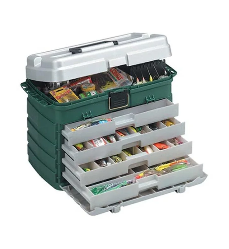 Plano - T BOX DK Green/Silver 4-drawer - Horgászláda Kihagyhatatlan ajánlat