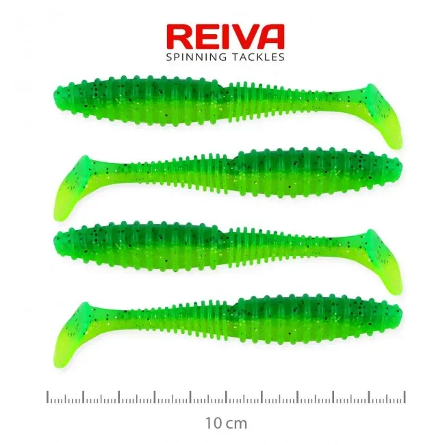 Alacsony ár Reiva - Zander Power Shad 10cm 4Db/Cs (Zöld-Csillám)