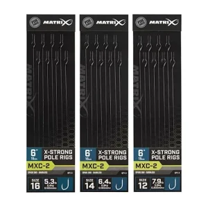 Azonnali szállítás "Matrix - MXC-2 Size 16-os Barbless 0.165mm 6"" (15cm) X-Strong Pole Rig" (-30)
