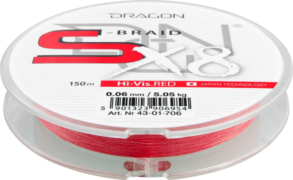 Legjobb ár Dragon S-Braid X8 150m 0,12mm fonott zsinór – piros
