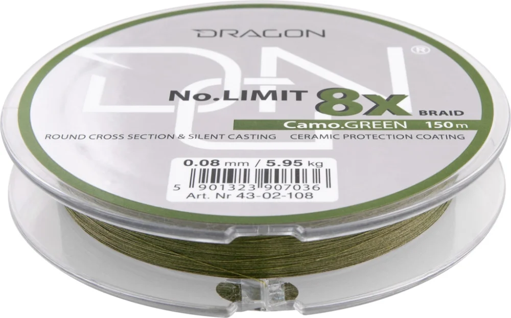 Expressz kézbesítés Dragon No Limit 8X-Braid 150m 0,20mm fonott zsinór – sötétzöld