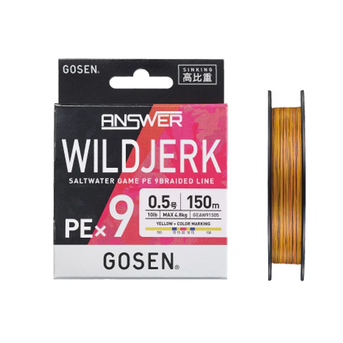 Azonnal elérhető Gosen Answer Wildjerk PE X9 - PE 0.8 - 150m - 0.148mm - Yellow